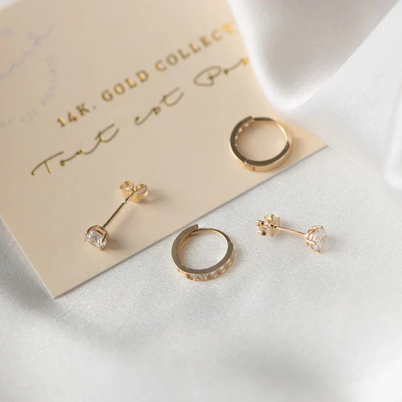 Dara Brillane Stone Earrings Set | Gold 14k