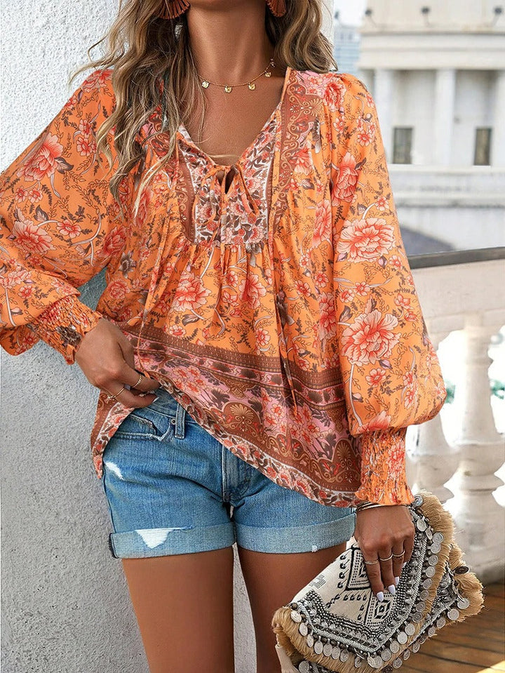 Grace - Summer Floral Top  Orange