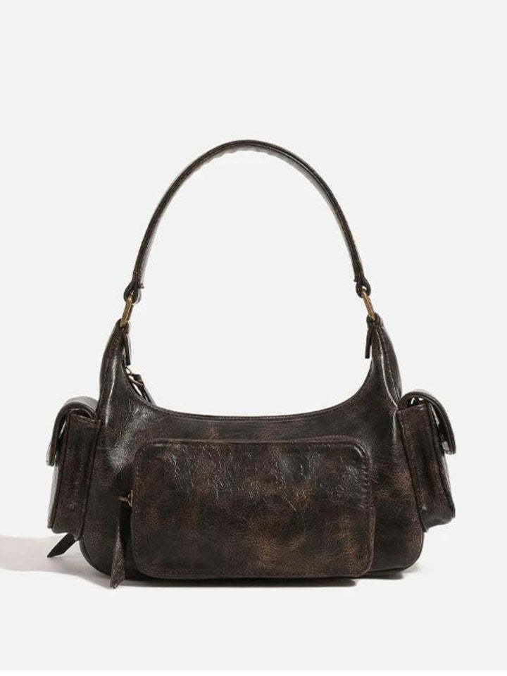 Verona Vintage Vegan Leather Multi-Pocket Shoulder Bag