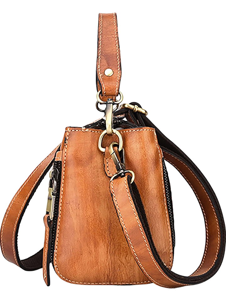 Flora Embossed Genuine Leather Tote Bag