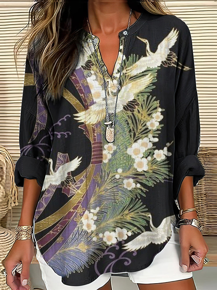 Sophia | Elegant Flight Print Blouse