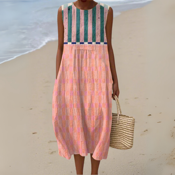 Lily | Striped Pastel Midi Dress