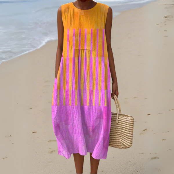 Lucy | Sunset Stripe Midi Dress